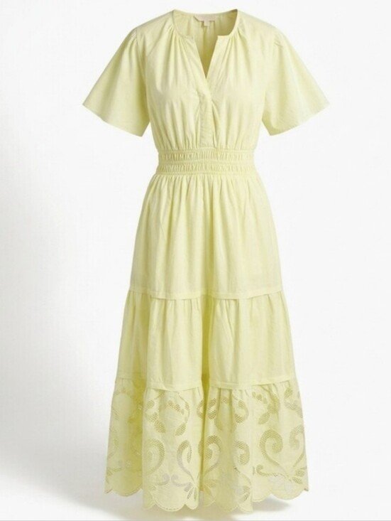 Haute Hippie Dresses & Skirts - Haute Hippie Style Yellow Short Sleeve Tiered Somerset Maxi Dress